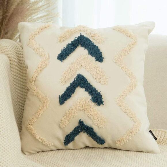 Geometric Chevron Boho Throw Pillow Covers Tufted Soft Pillow Case 18x18, 1PC - Picture 6 of 9
